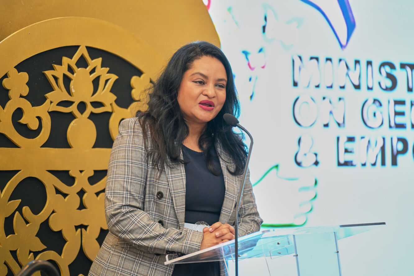 Picture of Honourable Dr. Vindhya Persaud- Minister of Human Services and Social Security, Guyana presenting on Day 1 of the Ministerial Forum