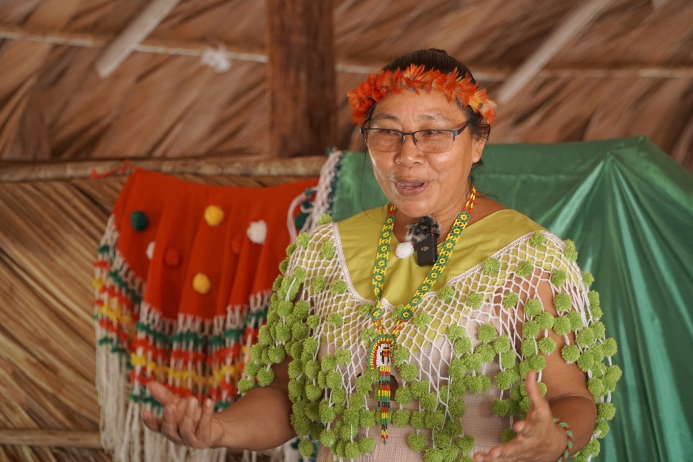 Picture of Chief Wendy Sabajo of Matta welcoming the delegation to the village
