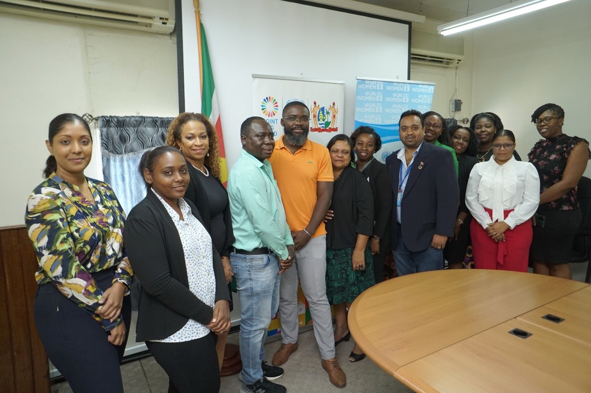 Picture of the SDG Fund Joint Programme team and representatives from the Ministry of Regional Development and Sports posing for a group photograph after the meeting