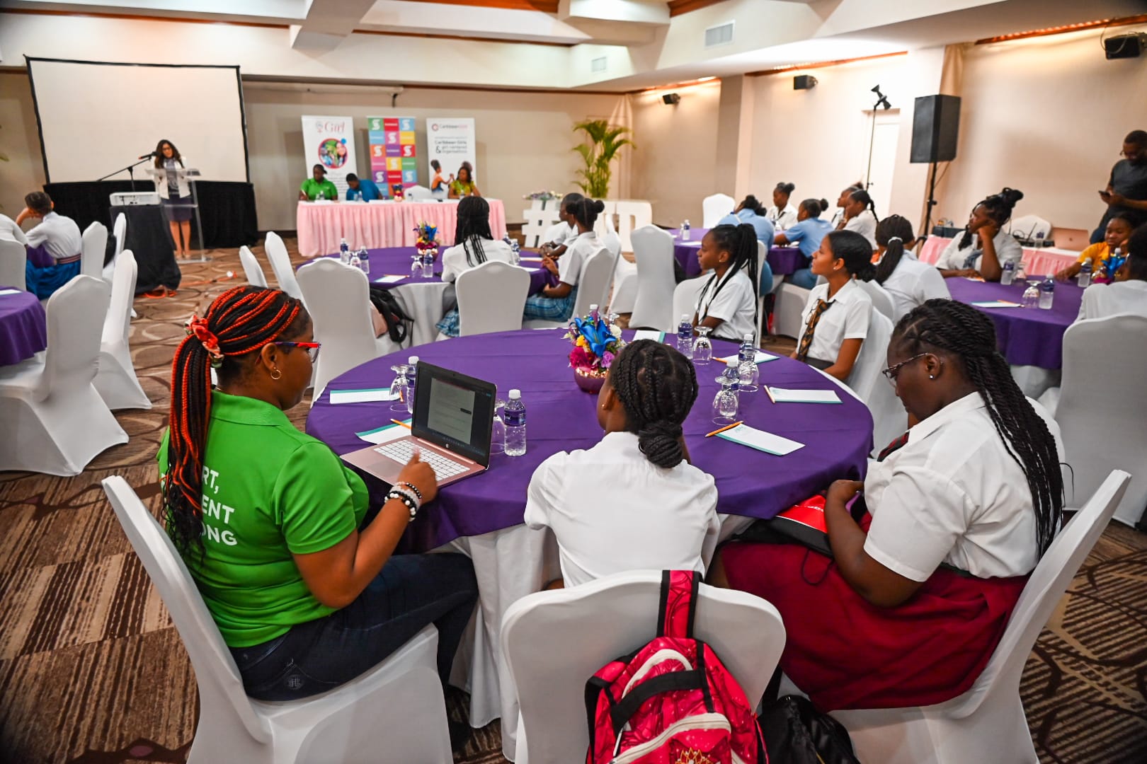 Audience of Barbadian students at the I Am A Girl IWD 2024 Event