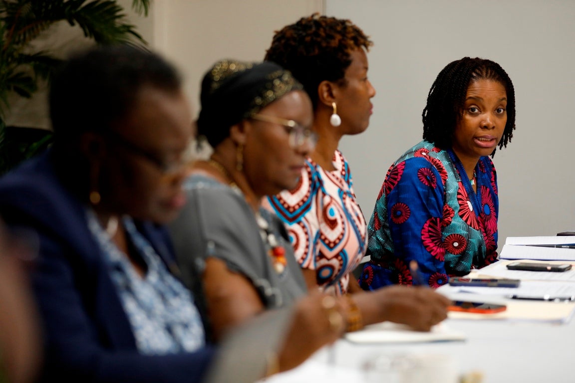 Isiuwa Iyahen, Deputy Representative, UN Women MCO – Caribbean delivers a point during the launch