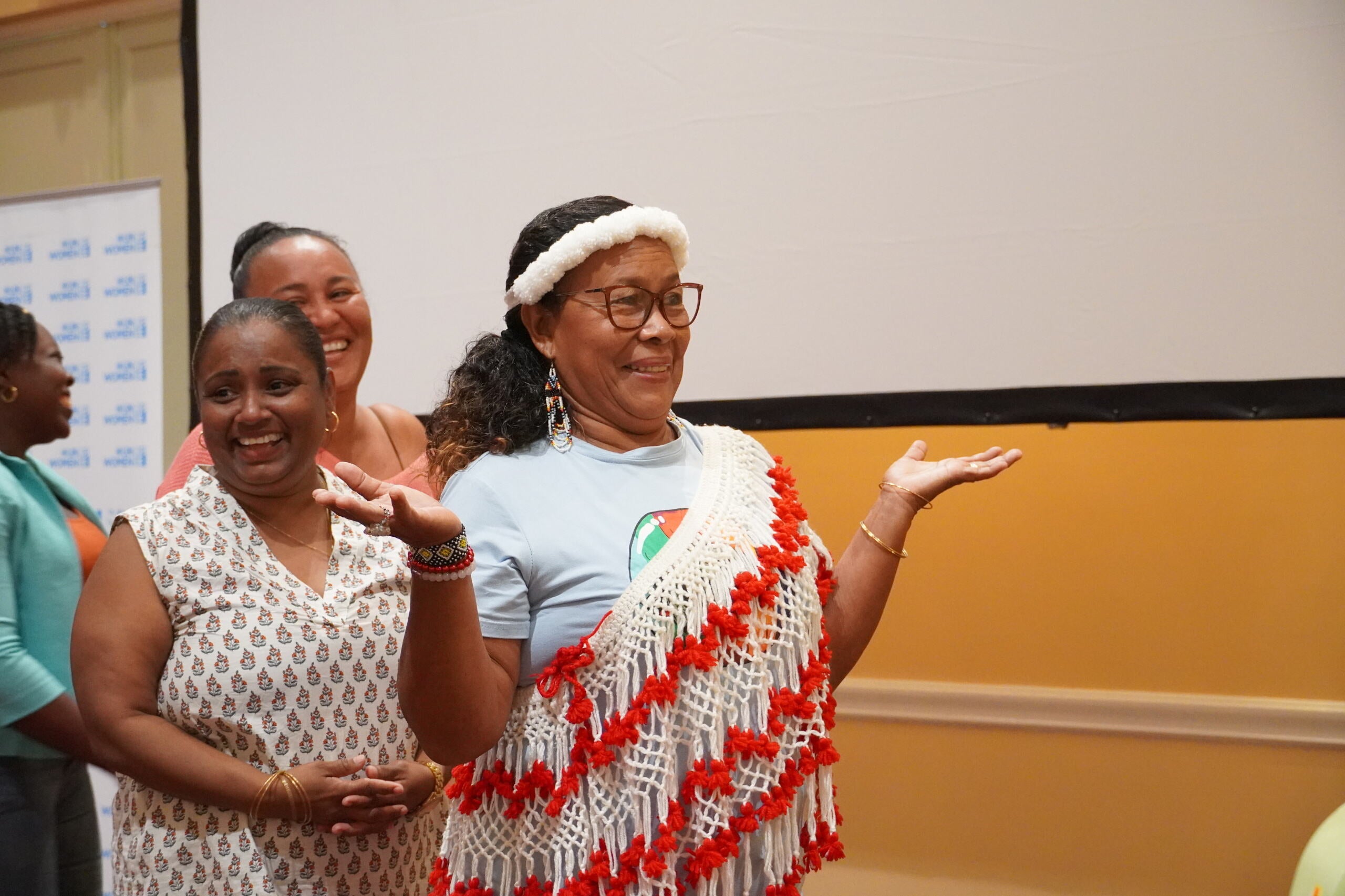 Participants engage in an ice breaker activity before the start of one of the sessions