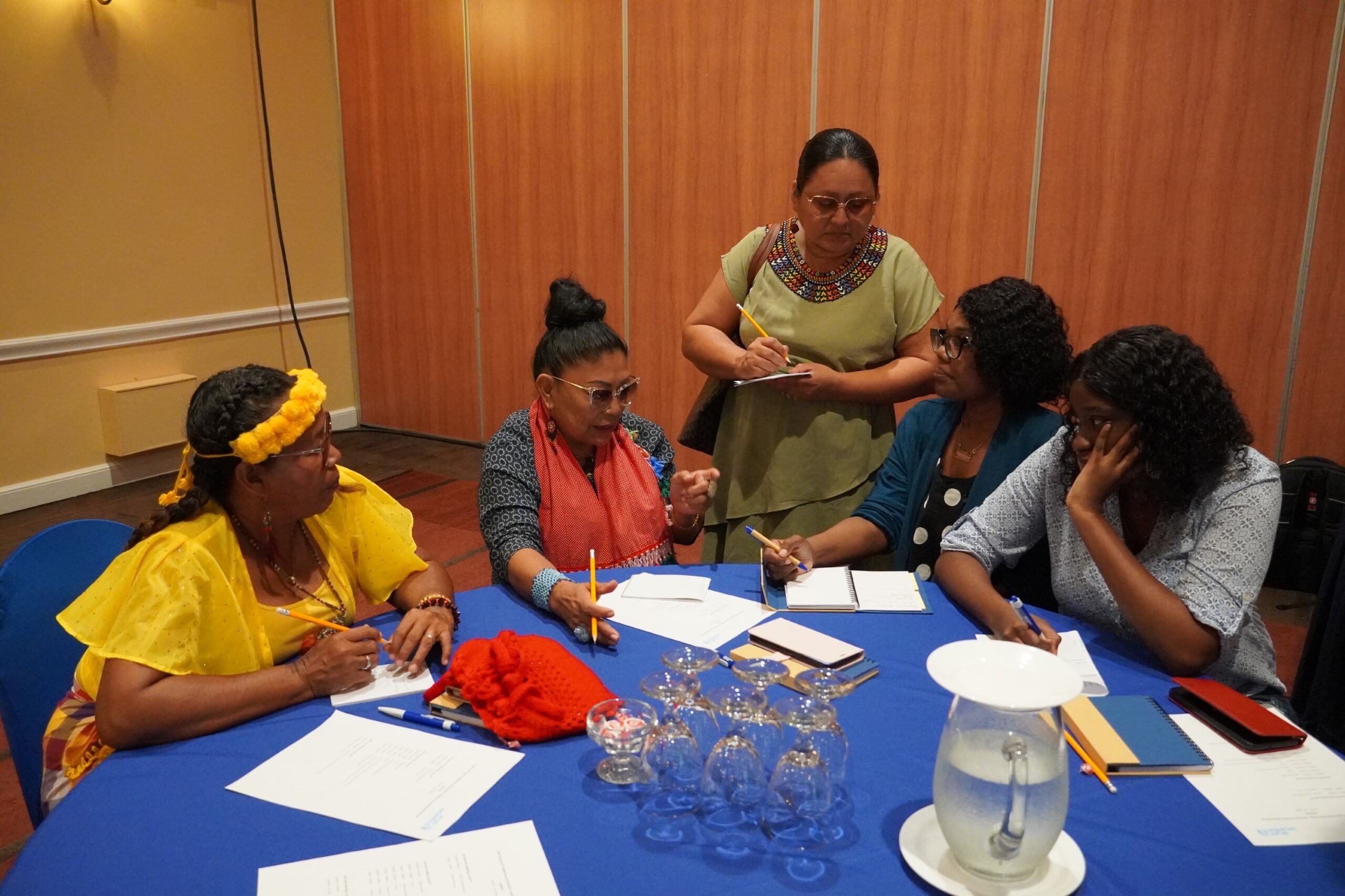 Participants work together on a group exercise