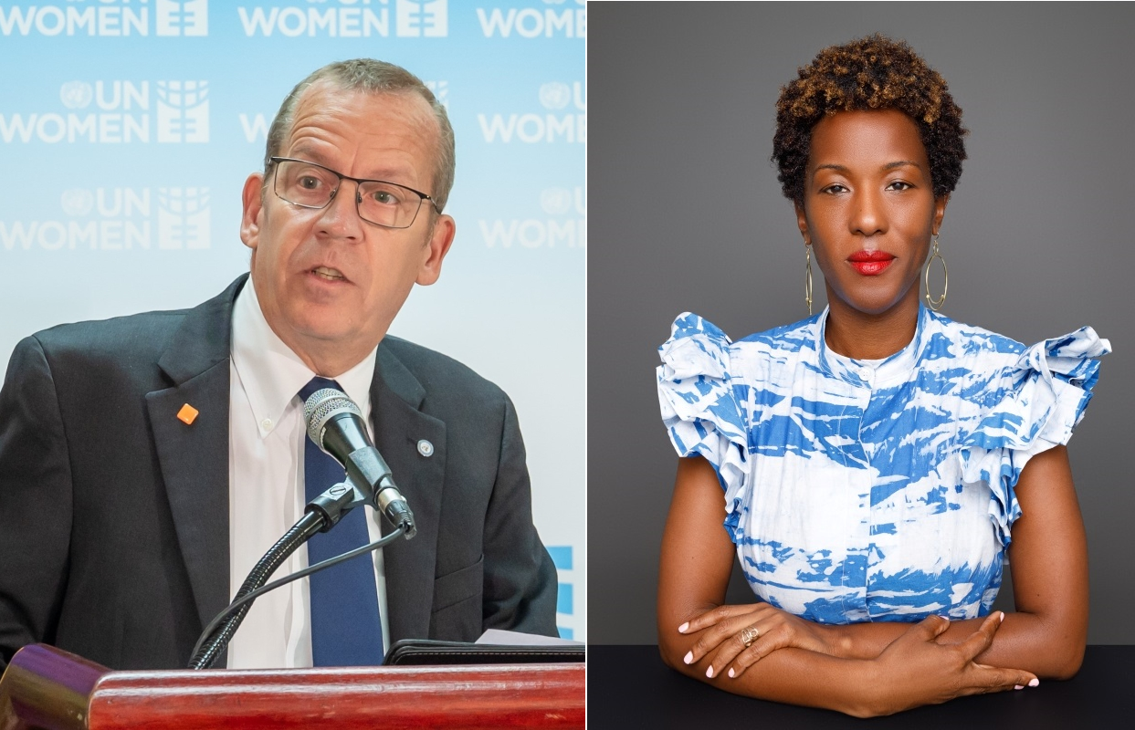 UN Resident Coordinator for Barbados and the EC, Simon Springett, and UN Women MCO - Caribbean Representative, Tonni Brodber