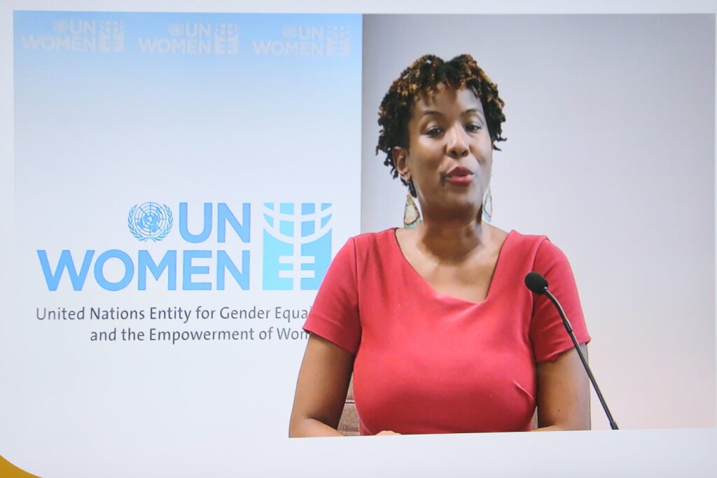 Tonni Brodber, Representative, UN Women MCO – Caribbean delivers remarks at the workshop