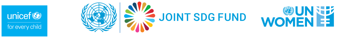 Logos of UNICEF, Joint SDG Fund and UN Women