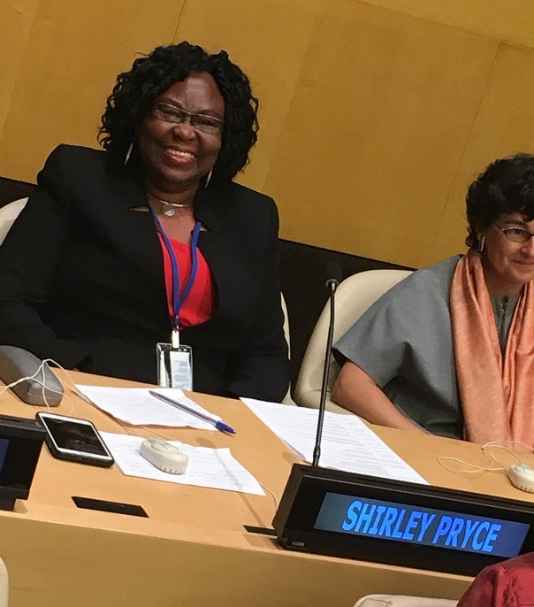 Ms Shirley Pryce (left) a staunch advocate for women’s empowerment and women’s empowerment and the rights of domestic workers in Jamaica.