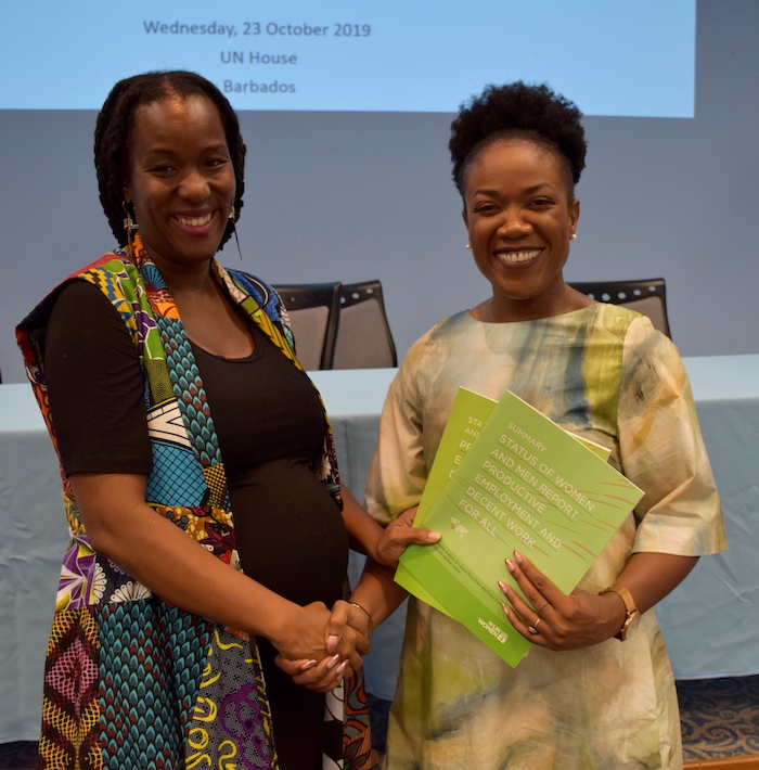 UN Women MCO Caribbean Deputy Representative Tonni Brodber and the Honourable Marsha Caddle, Minister in the Ministry of Economic Affairs and Investment