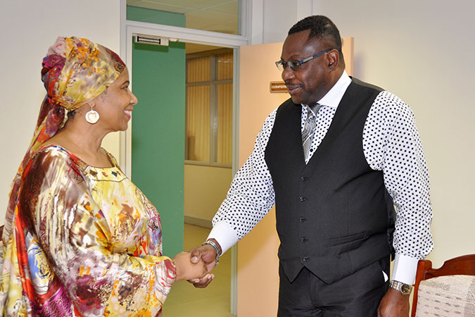 The Executive Director meets with Minister of Social Care, Constituency Empowerment and Community Development, the Honourable Steven Blackett. Photo: UN Women/Ricardo Leacock