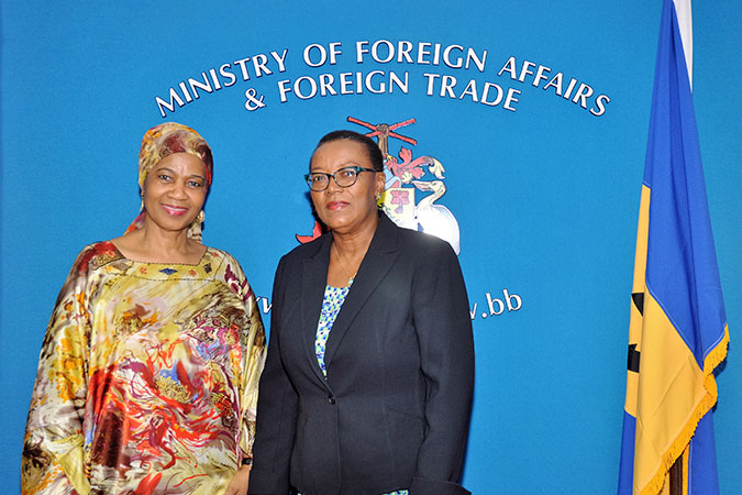 UN Women Executive Director Phumzile Mlambo-Ngcuka with Minister of Foreign Affairs and Foreign Trade of Barbados, Senator Maxine McClean. Photo: UN Women/Ricardo Leacock
