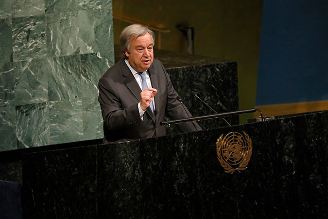 Secretary-General Antonio Guterres speaks at the opening of the 62nd session of the UN Commission on the Status of Women. Photo: UN Women/Ryan Brown