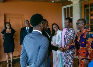 Her Excellency Ms. Rena Lalgie, Governor of Bermuda greeting Bermuda Government and United Nations officials