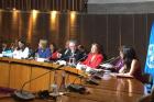 Chilean President Michelle Bachelet (center in red) opens the 53rd Meeting of Presiding Officers of the Regional Conference on Women in LAC